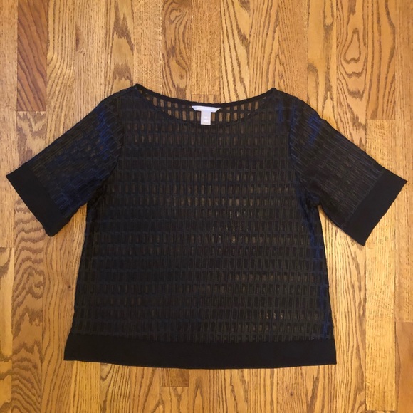 Banana Republic ~ Black Sheer Short Sleeve Top - Picture 7 of 8